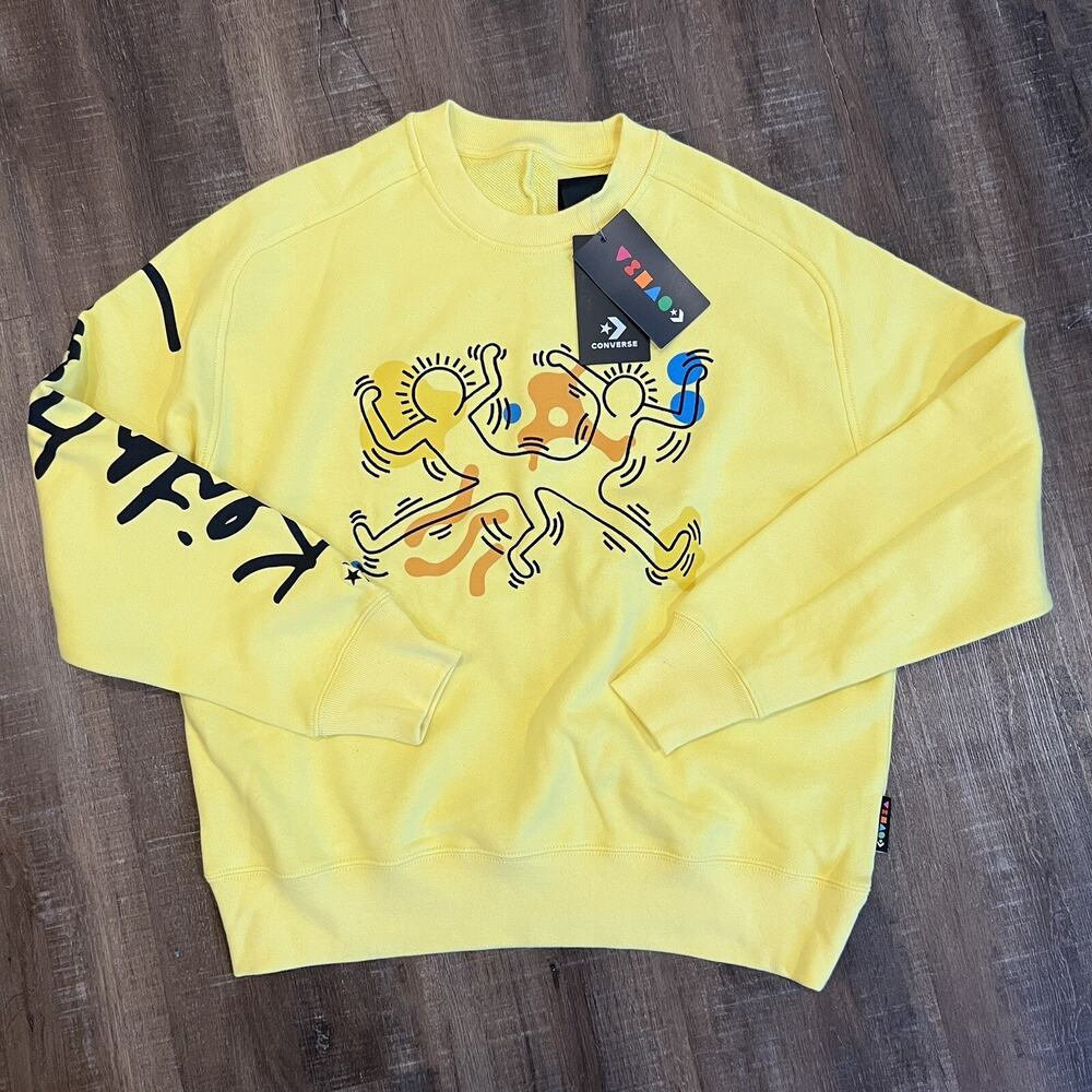 Converse x Keith Haring Shapes Sweatshirt Daydream Size XS Mens Yellow $90